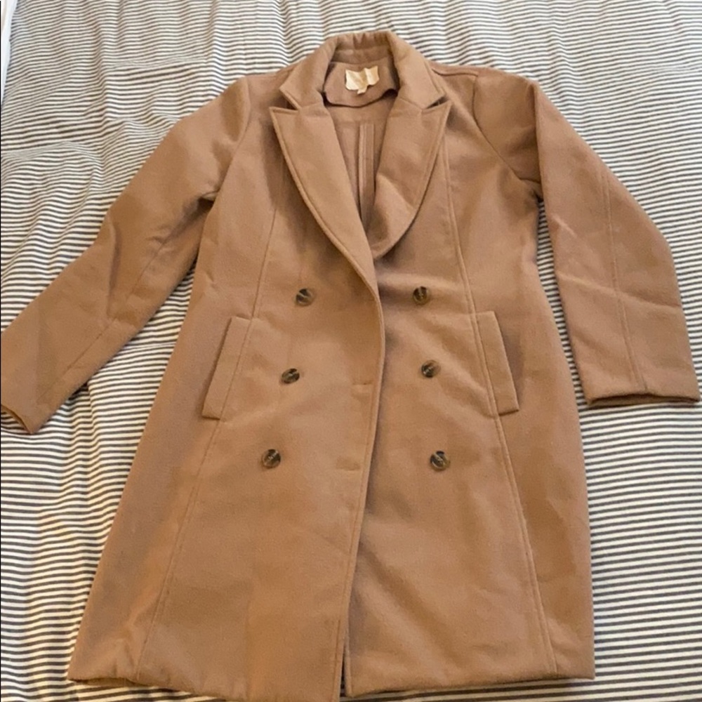 Long Camel Wool Peacoat